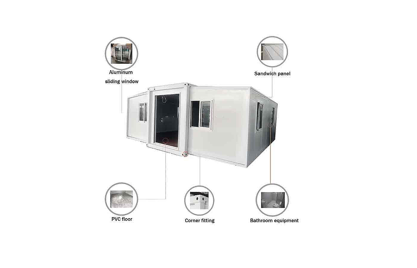 পিচ করা ছাদ এবং টেরেস সহ 30 ফুট কাস্টমাইজড প্রসারণযোগ্য ধারক পিচ করা ছাদ এবং টেরেস সহ 30 ফুট কাস্টমাইজড প্রসারণযোগ্য ধারক